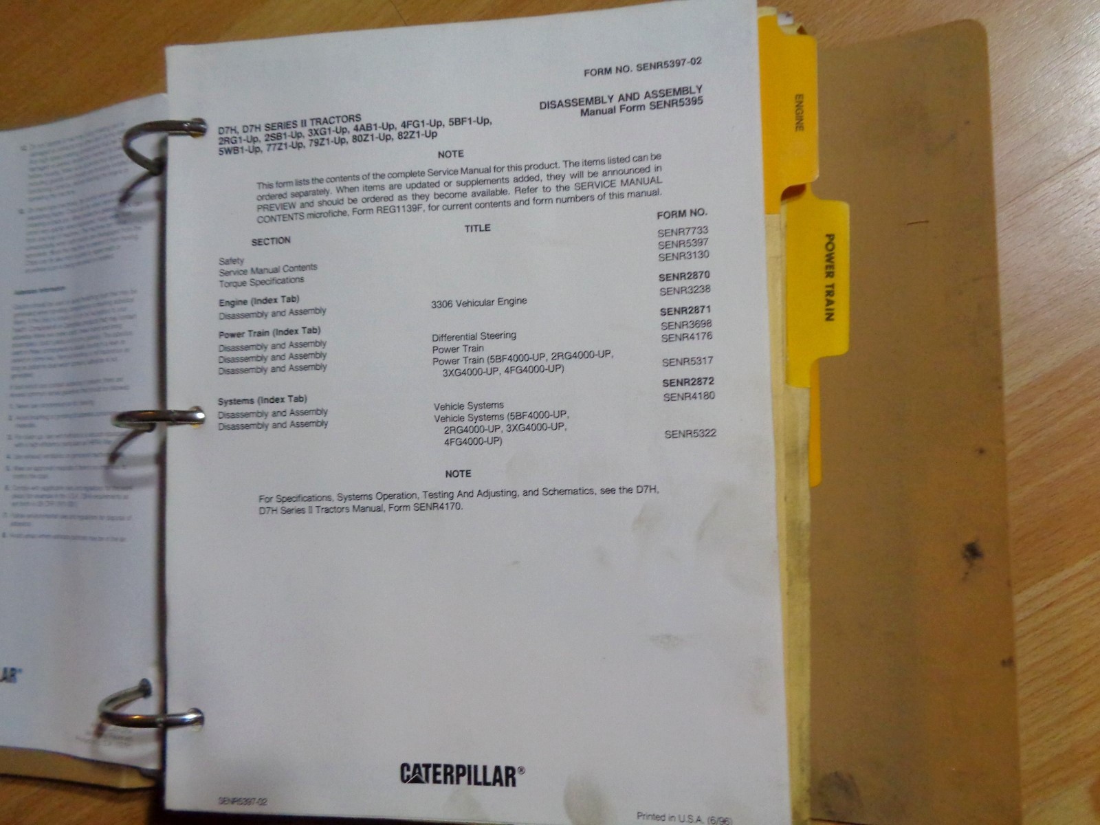 Caterpillar D7H & D7H II Tractors service manual 2RG - 82Z OEM **