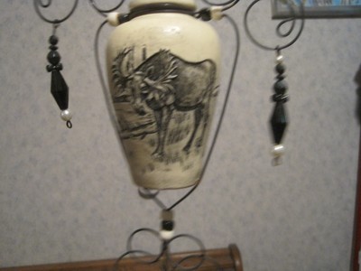 VINTAGE CERAMIC CARVED MOOSE HANGING VASE / PLANTER!     UNIQUE