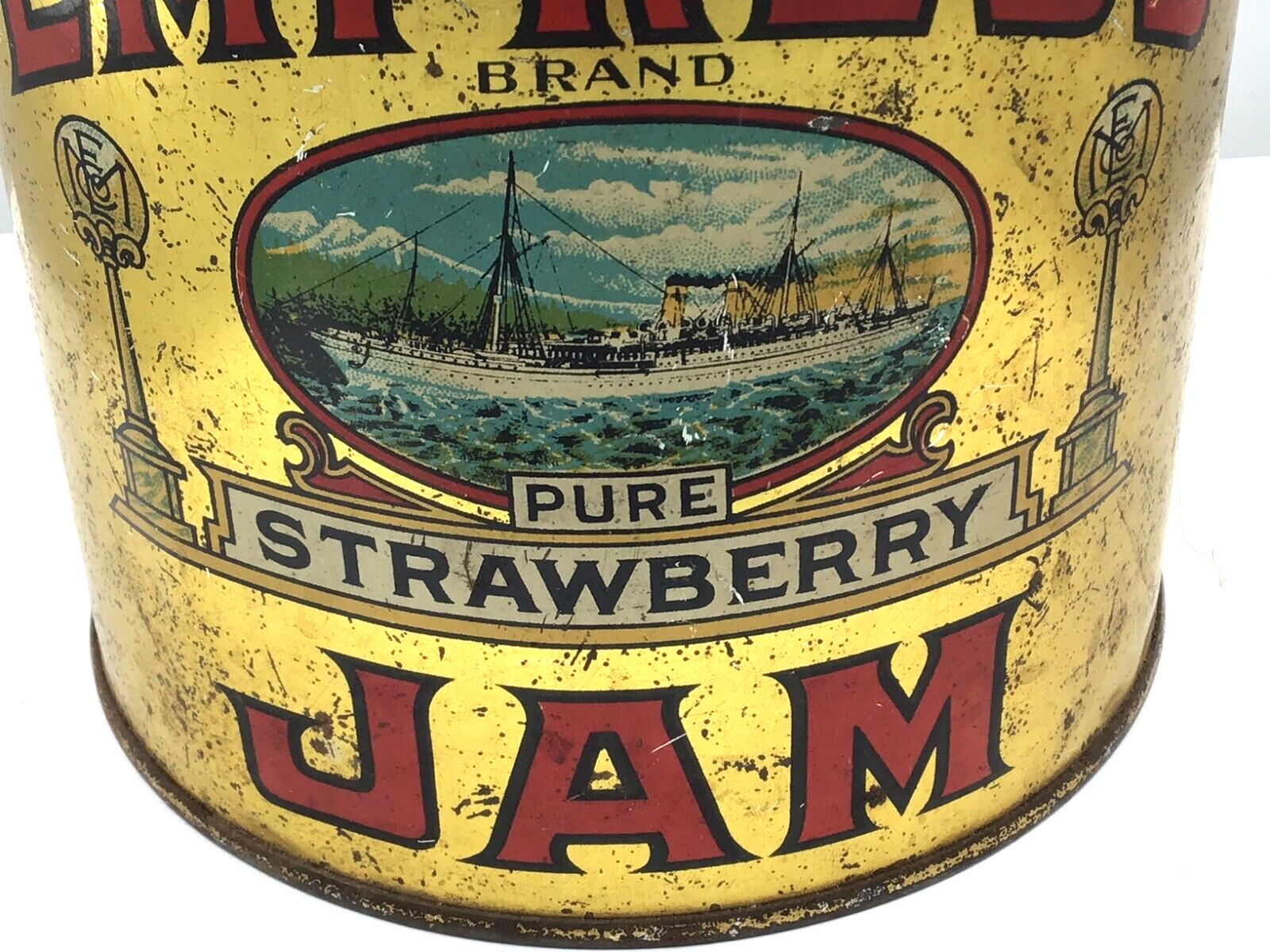 Vintage Empress Strawberry Jam 4 lb. Tin - ship picture