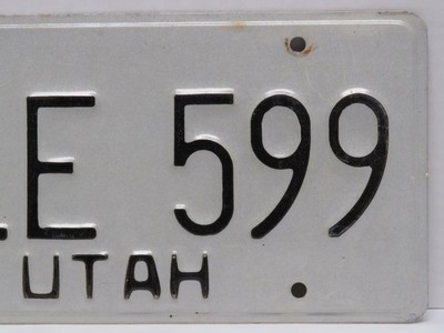 1982 Stickered Utah License Plate Pair VLE 599, Embossed