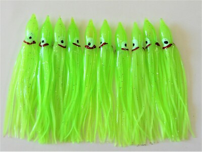 10-100 pcs 4.75'' Chartreuse Hoochies Squid Skirts octopus Fishing Lures