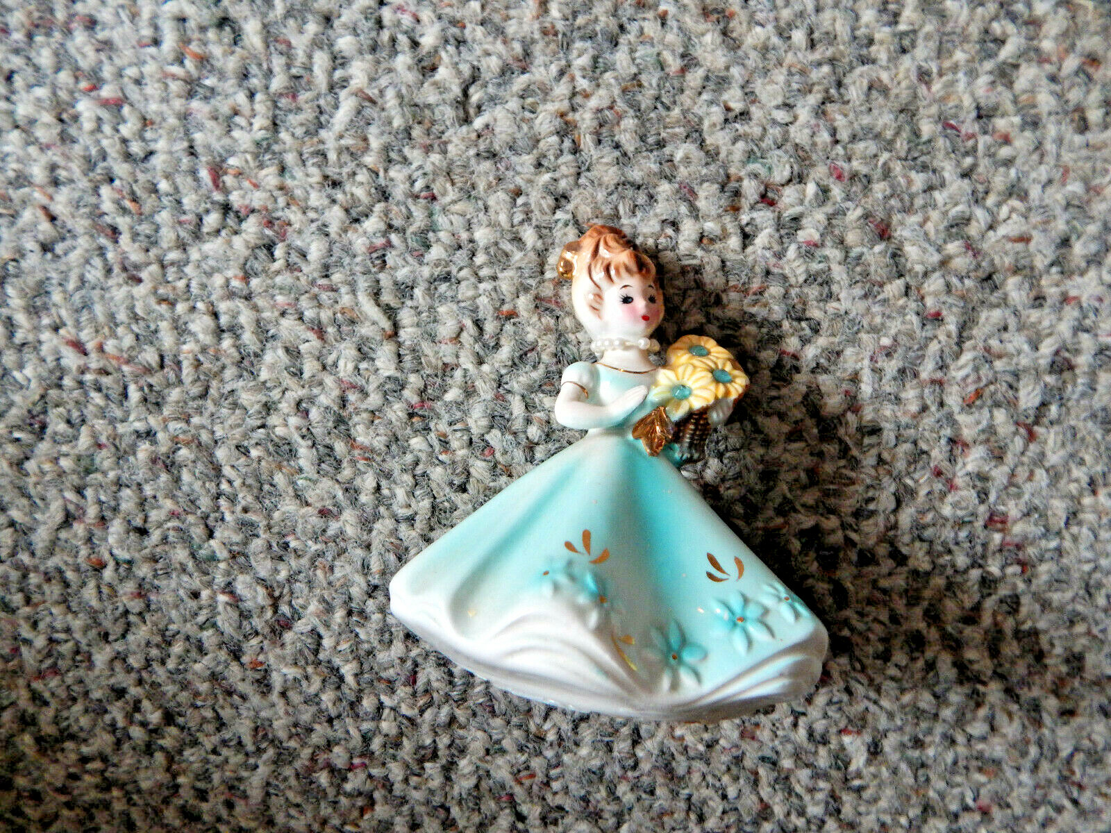 Vintage Josef Originals Birthday Girl Birthstone Figurine March Aquamarine 4
