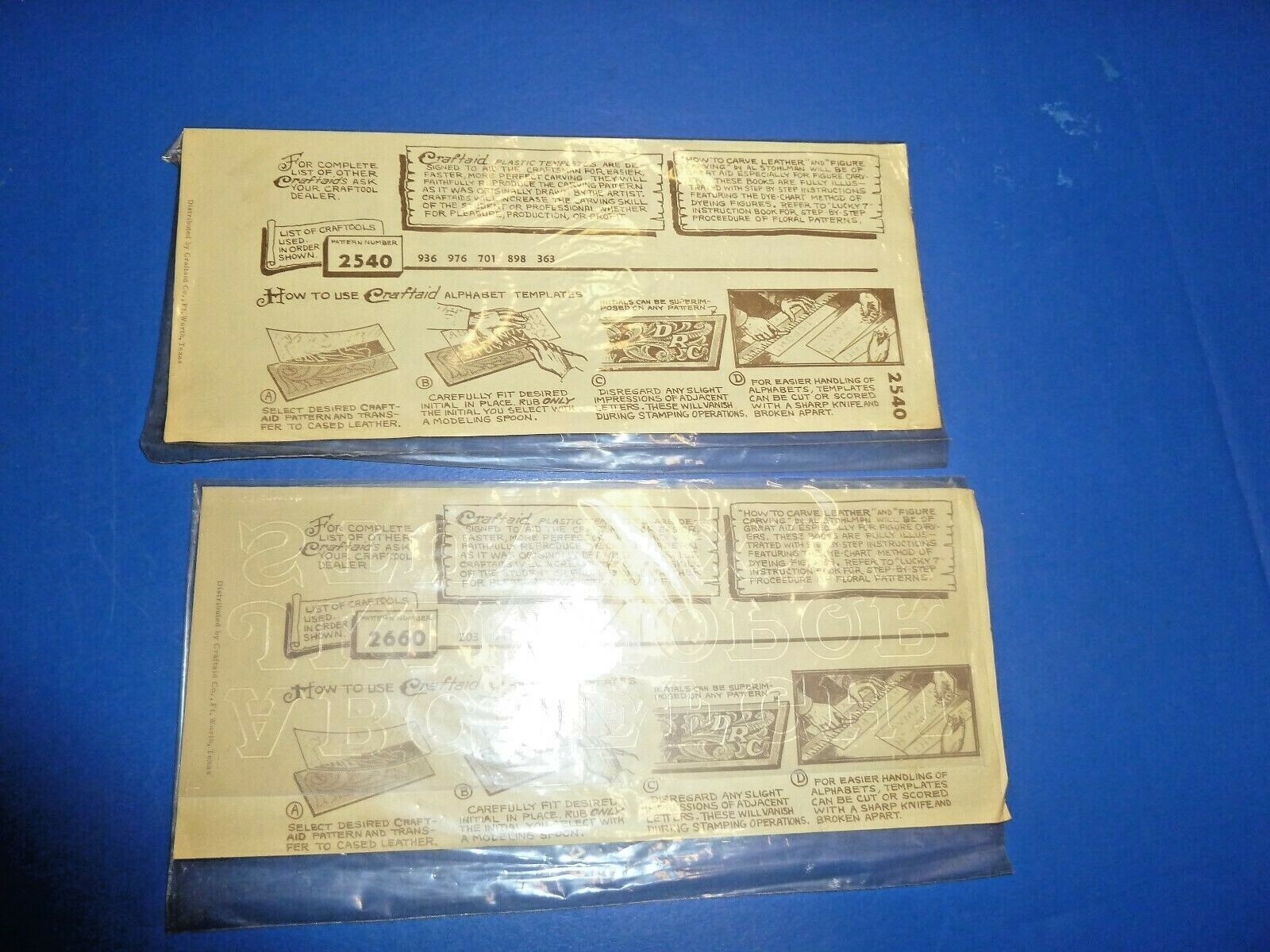 VINTAGE UNUSED LOT 2 CRAFTAID ALPHABET TEMPLATES 2540 & 2660