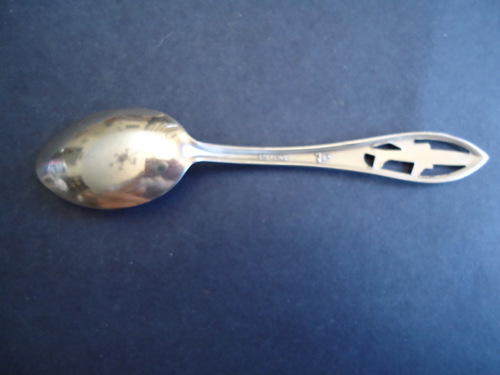 Vintage Sterling CHICAGO SOUVENIR SPOON  AIRPLANE 4 1/8