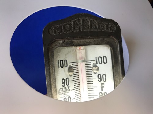 Antique Moeller Brass Thermometer 0-100°  Works Steam Punk