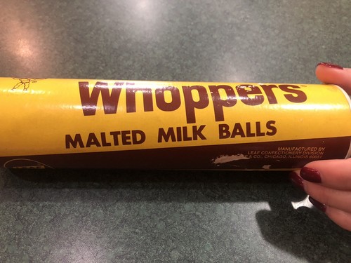 LEAF Whoppers MALTED MILK BALLS Candy Coin Bank Holder Tube Movie Prop 3 1/4 Oz