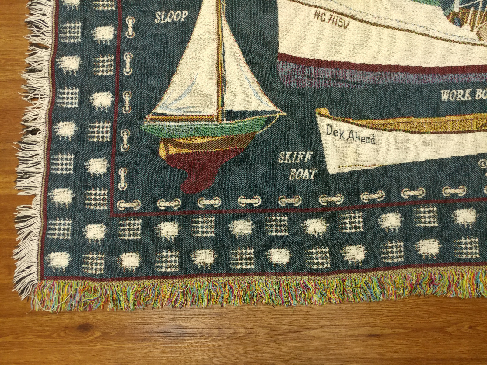 Bob Timberlake Home Collection Tapestry Woven Throw Blanket Ships Boats Sailboat