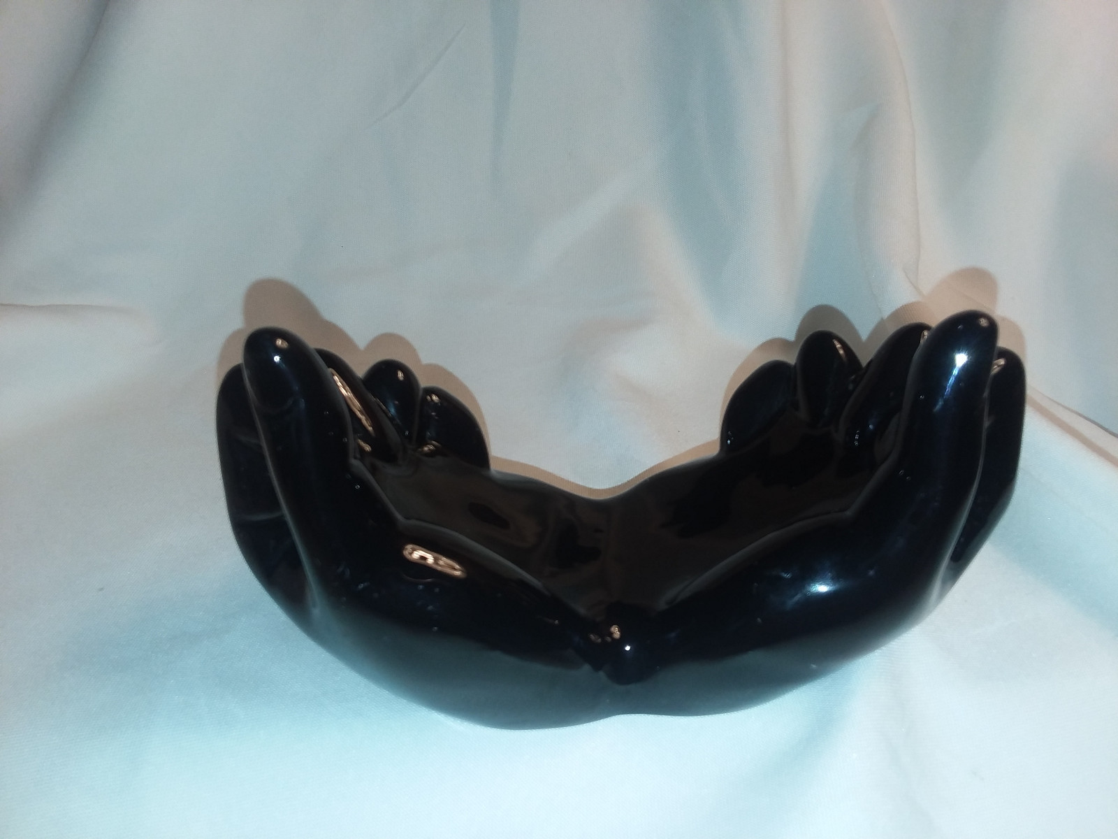 Double hand black ceramic jewelry and ring holder  #  3568