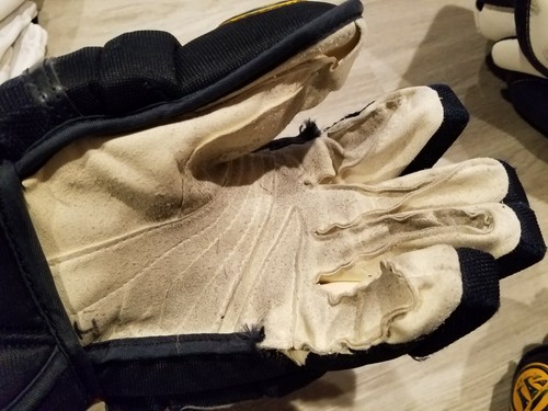 Buffalo Sabres Game Worn Used Hockey Gloves - Marco Scandella Warrior Pro Stock