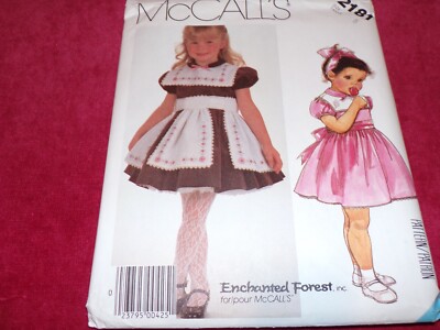   1985 McCALL'S #2181-GIRLS ''ENCHANTED FOREST'' DRESS-SLIP-APRON PATTERN  5 FF
