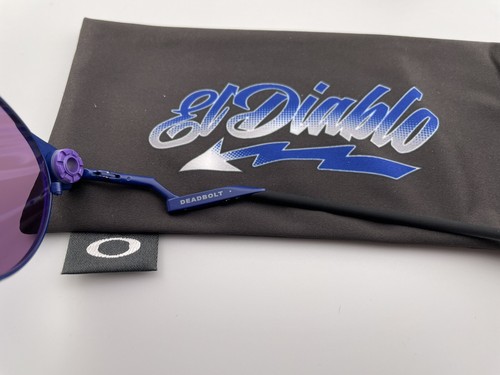 Pre-owned Oakley Deadbolt Fabio Quartararo Matte Navy Prizm Violet Sunglasses Oo6046-10 B In Purple