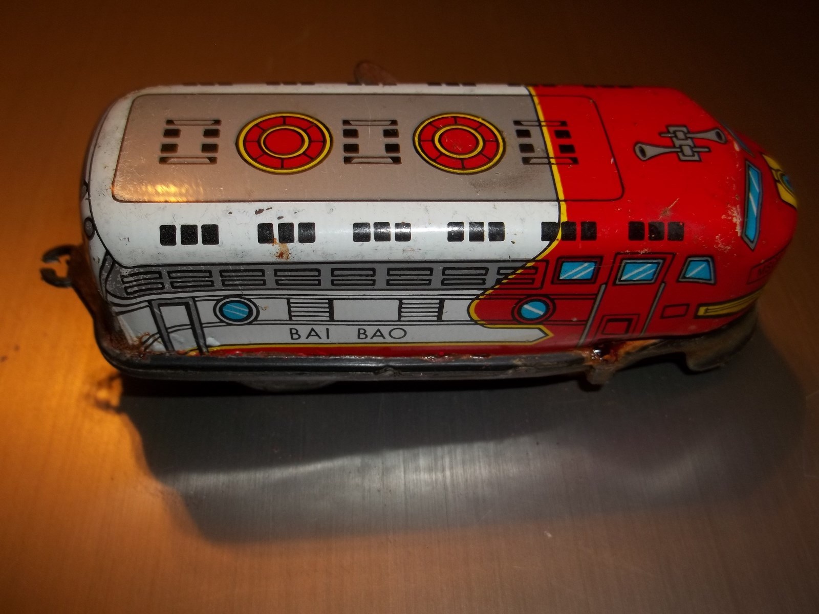 Rare Vintage BAI BAO Train Windup Tin Train Engine For Parts Maybe