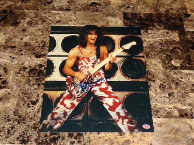 Eddie Van Halen Rare Authentic Hand Signed 11x14 Vintage Live Shot Poster Photo