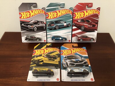 Hot Wheels - Honda Civic (EF, EG, Si, Type R) - 2022 Walmart Exclusive, Set of 5