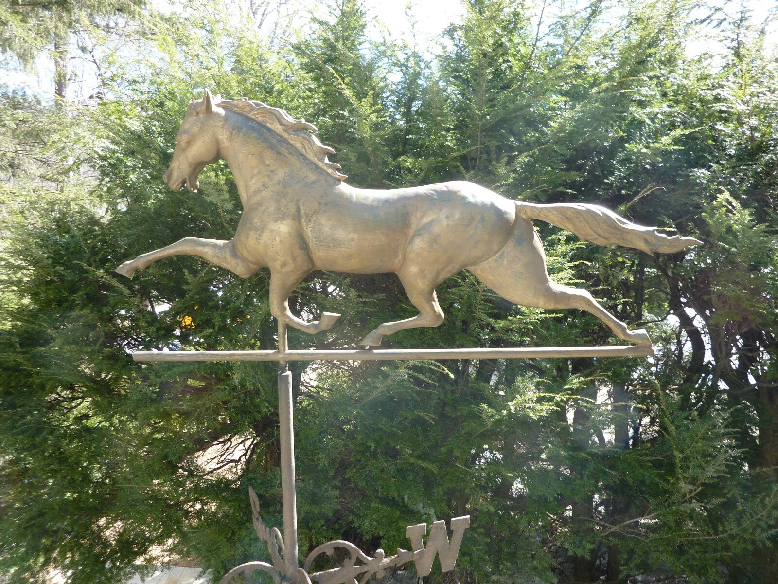 Antique Running Horse weathervane 44 inch estate find w directional copper zinc