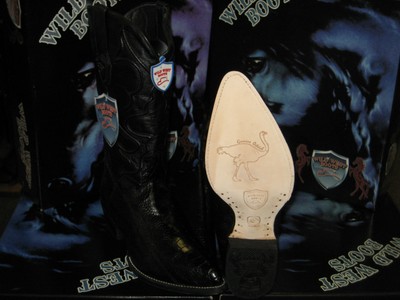 Pre-owned Wild West Boots Wild West Black Genuine Ostrich Leg Western Cowboy Boot J-toe (ee+) 2990505