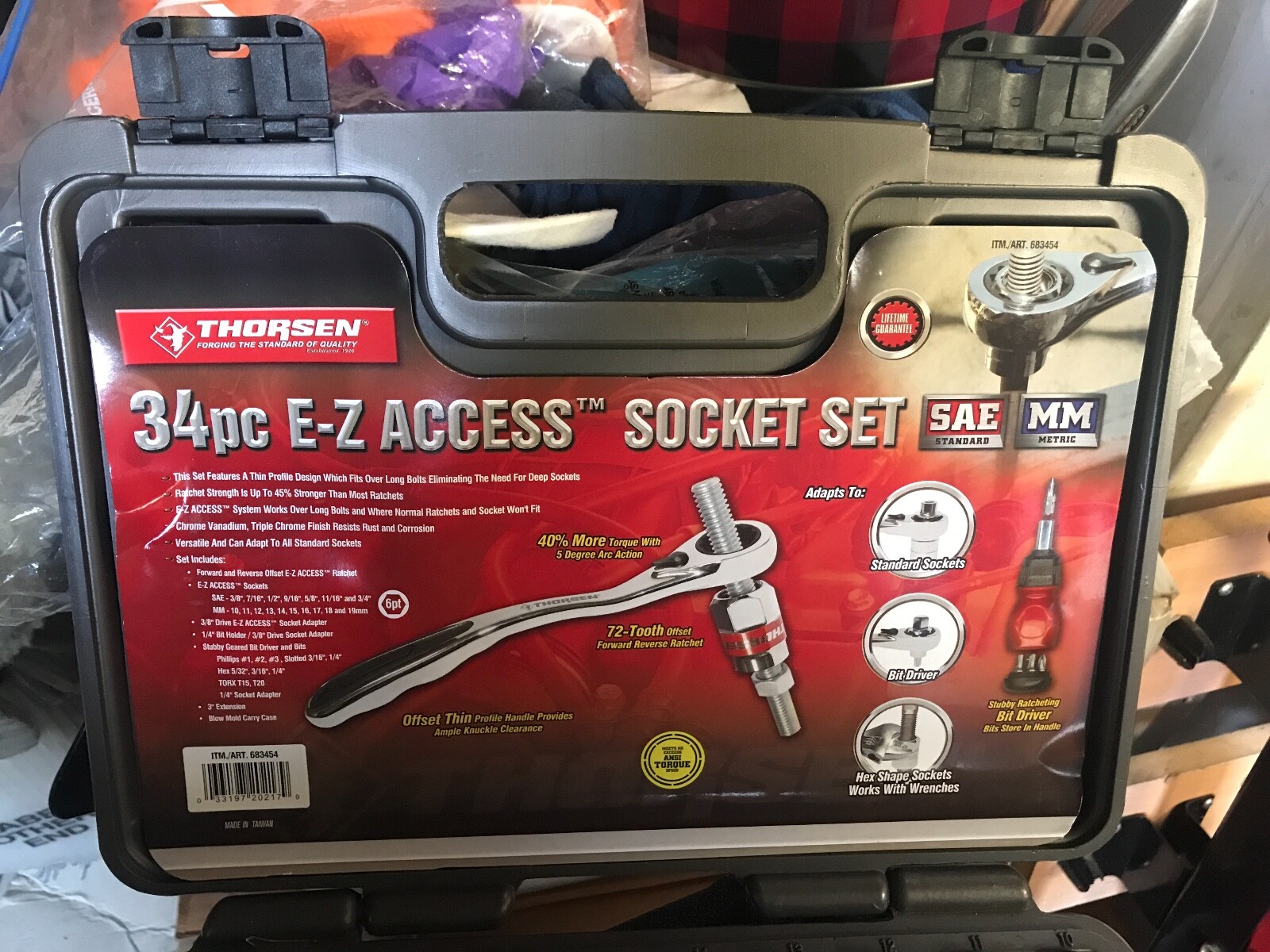 New Thorsen 34 piece E-Z ACCESS Socket Set win case 1/4