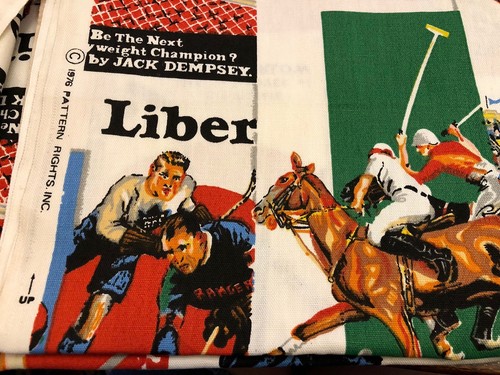 Vintage RIVERDALE Liberty Magazine 1930s Sports Covers Cotton Twill Fabric 2+Yds