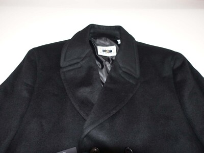 Joseph Abboud Mens Top Coat Size 40 Regular NWT Black Wool Blend Double Breasted