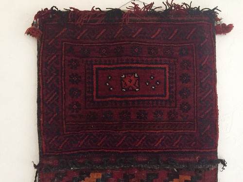 VINTAGE Persian Rug Camel Saddle Bag Woven 50” X 25”