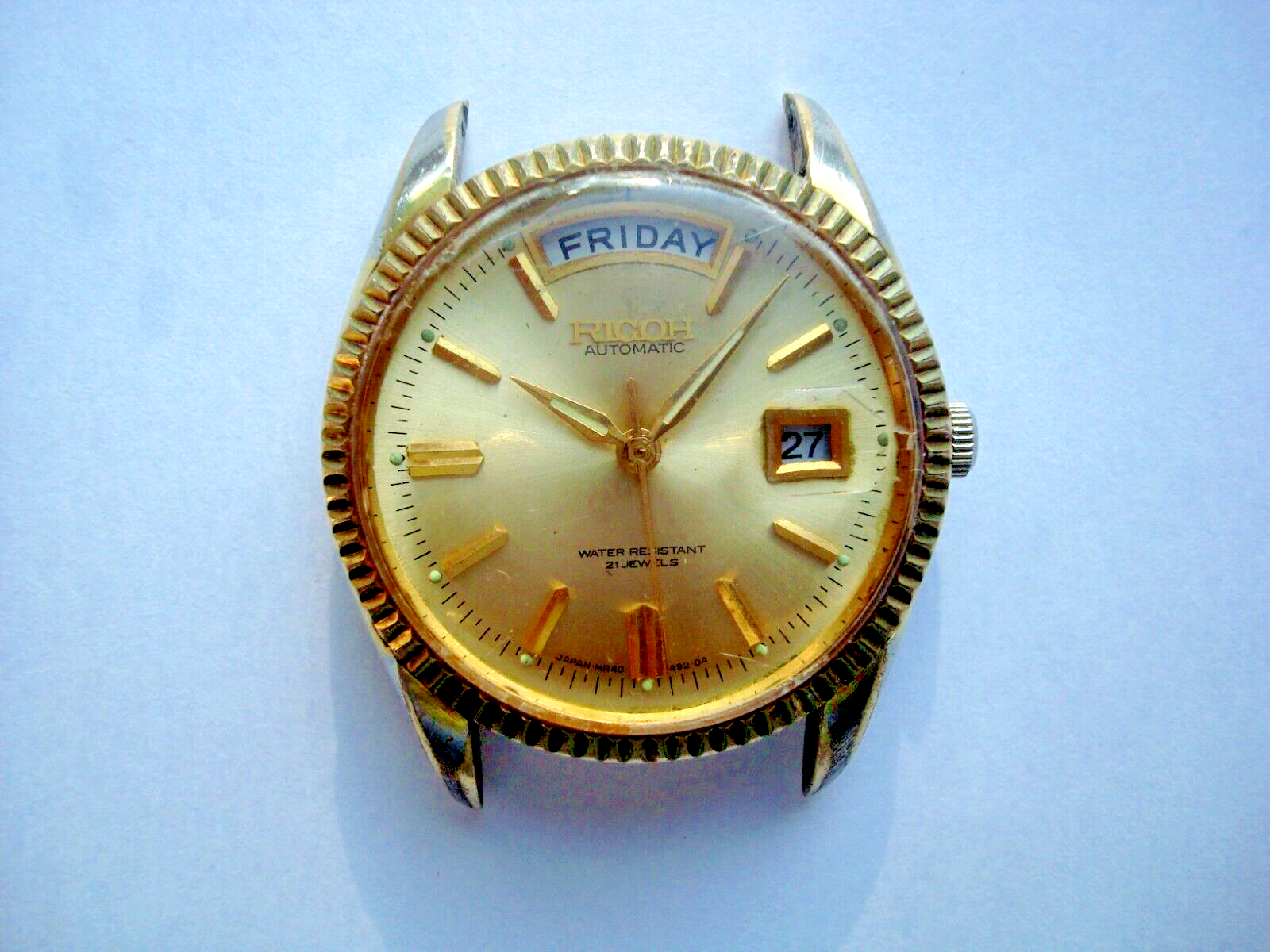Ricoh Mens Automatic Watch 21 Jewels President Style Fluted