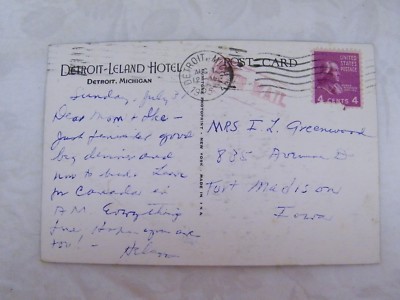 Vintage Detroit-Leland Hotel Detroit, Michigan Postcard