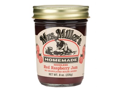 Mrs. Miller's No Sugar Seedless Red Raspberry Jam (3) 8 oz Jars Free Shipping
