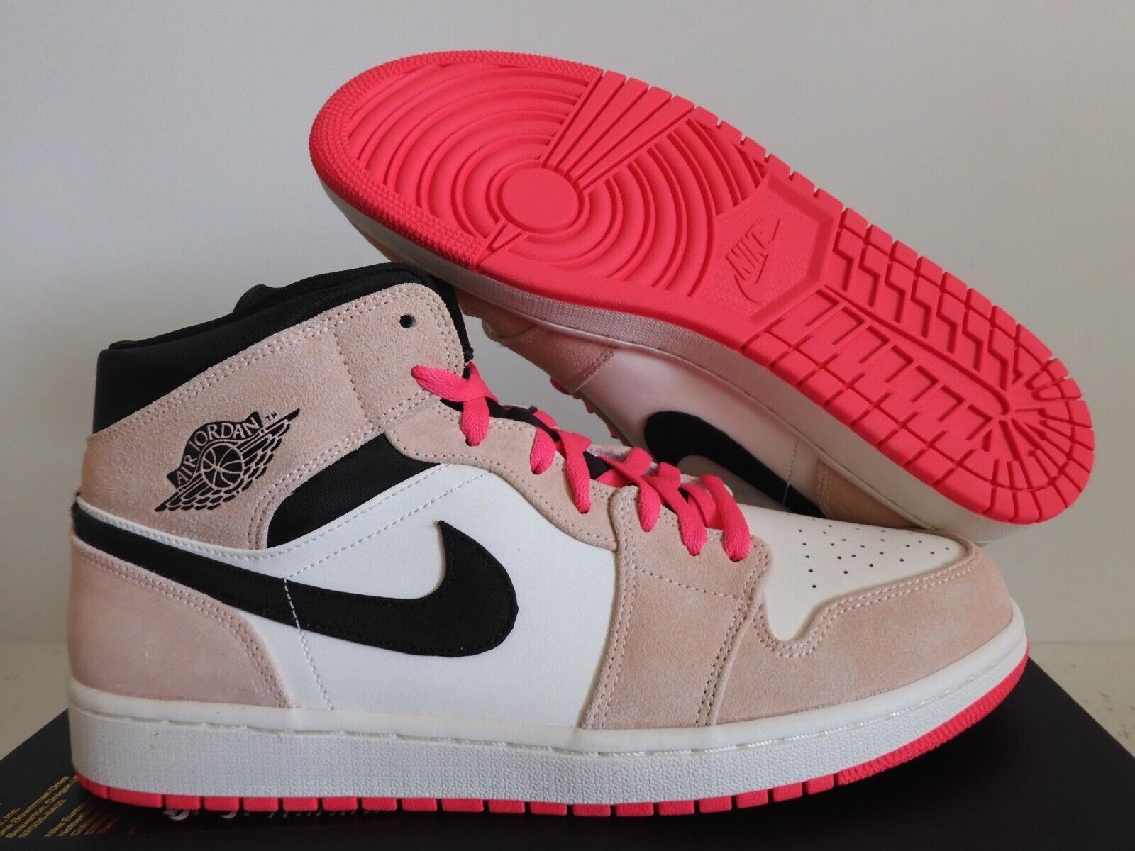 NIKE AIR JORDAN 1 MID SE CRIMSON TINT-HYPER PINK-BLACK SZ NIKE AIR JORDAN 1 MID SE CRIMSON TINT-HYPER PINK-BLACK SZ