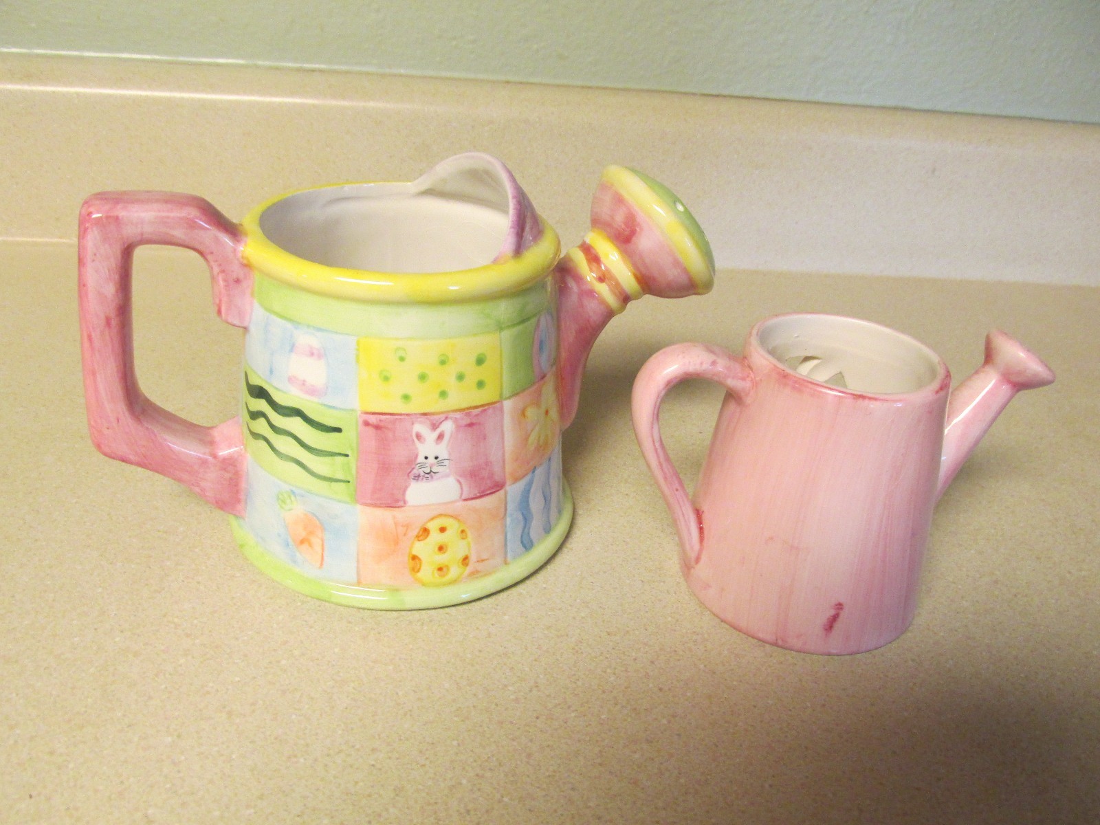 EASTER 1998 GAC CERAMIC WATERING CAN PITCHER & MICHAEL'S WATERING CAN W/BUNNY!