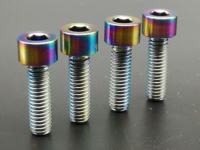 4Pcs Ti Titanium  Rainbow Socket Head Bolts Disc Brake Adapter Mount M6x20mm
