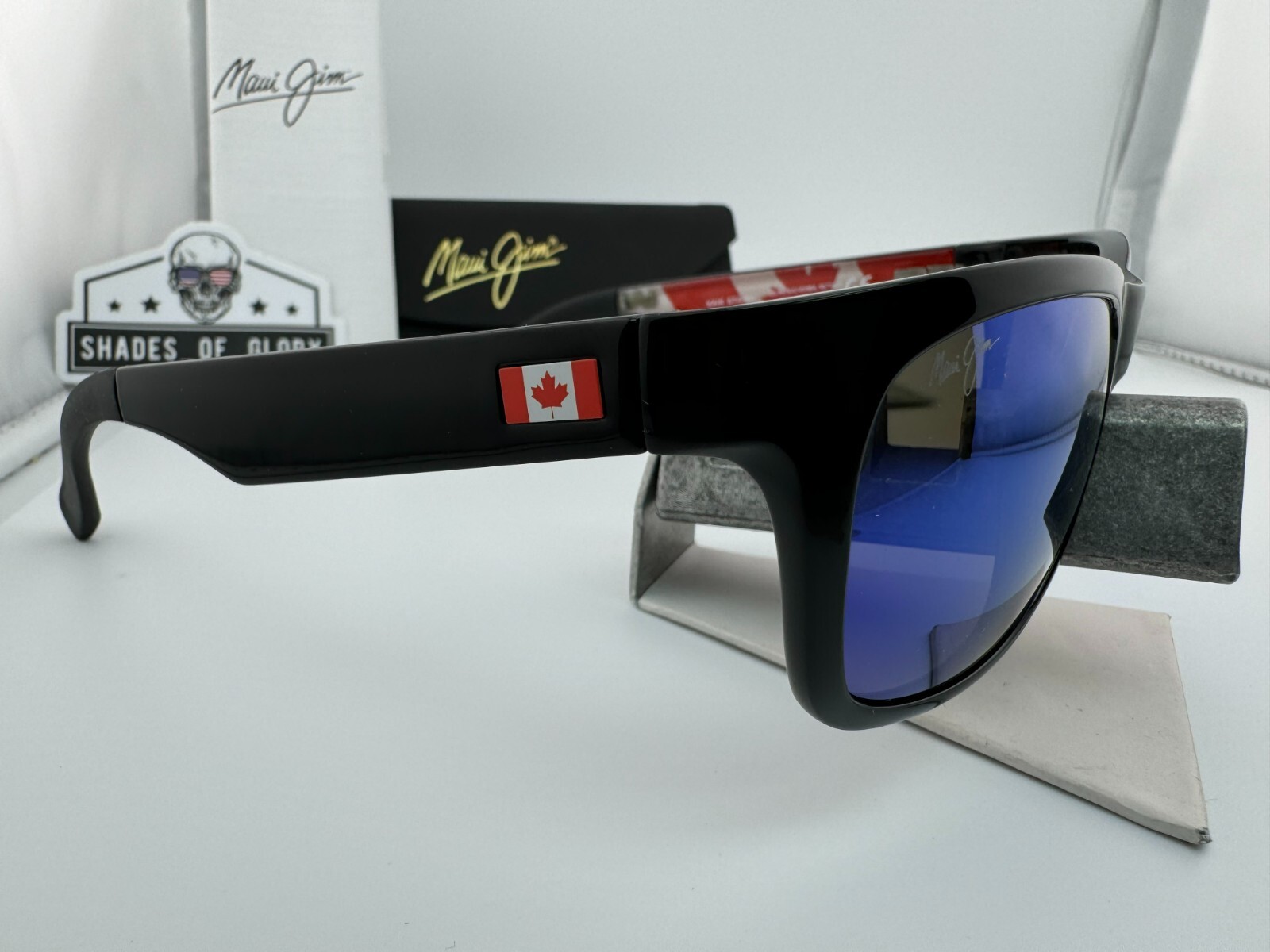 MAUI JIM MAUI JIM KAHI MJ 736-02CA BLACK CANADA WITH BLUE HAWAII POLARIZED SUNGLASSES