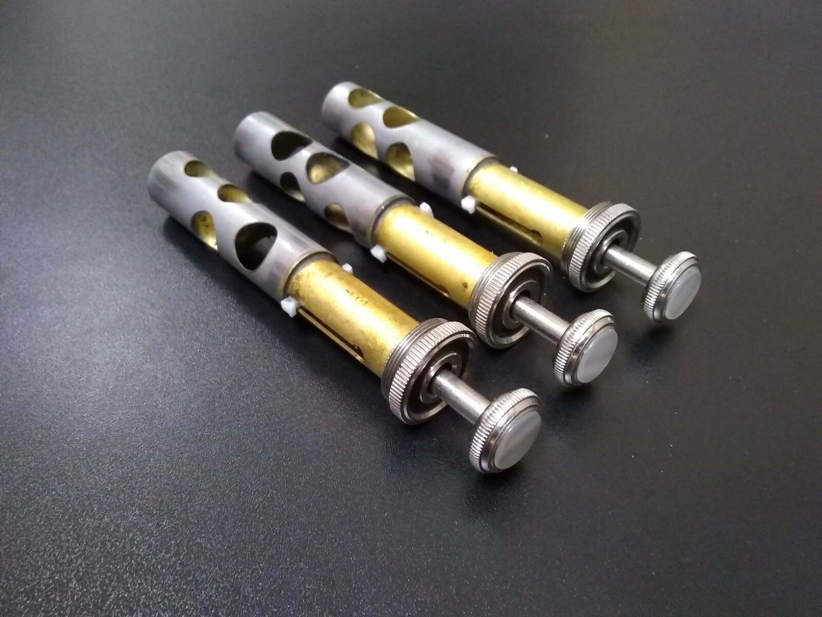 BACH TR300H2 TRUMPET PARTS: ALL 3 VALVE PISTONS COMPLETE VERY GOOD CONDITION
