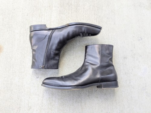 Prada Side Zip Boots Black Men 12.5 Leather Dress Shoes Prada Side Zip Boots Black Men 12.5 Leather Dress Shoes