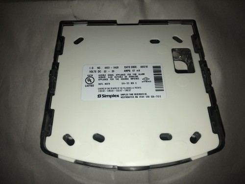 New Simplex 4903-9428 Non-Addressable White Wall Mount Signal Strobe Fire Alarm