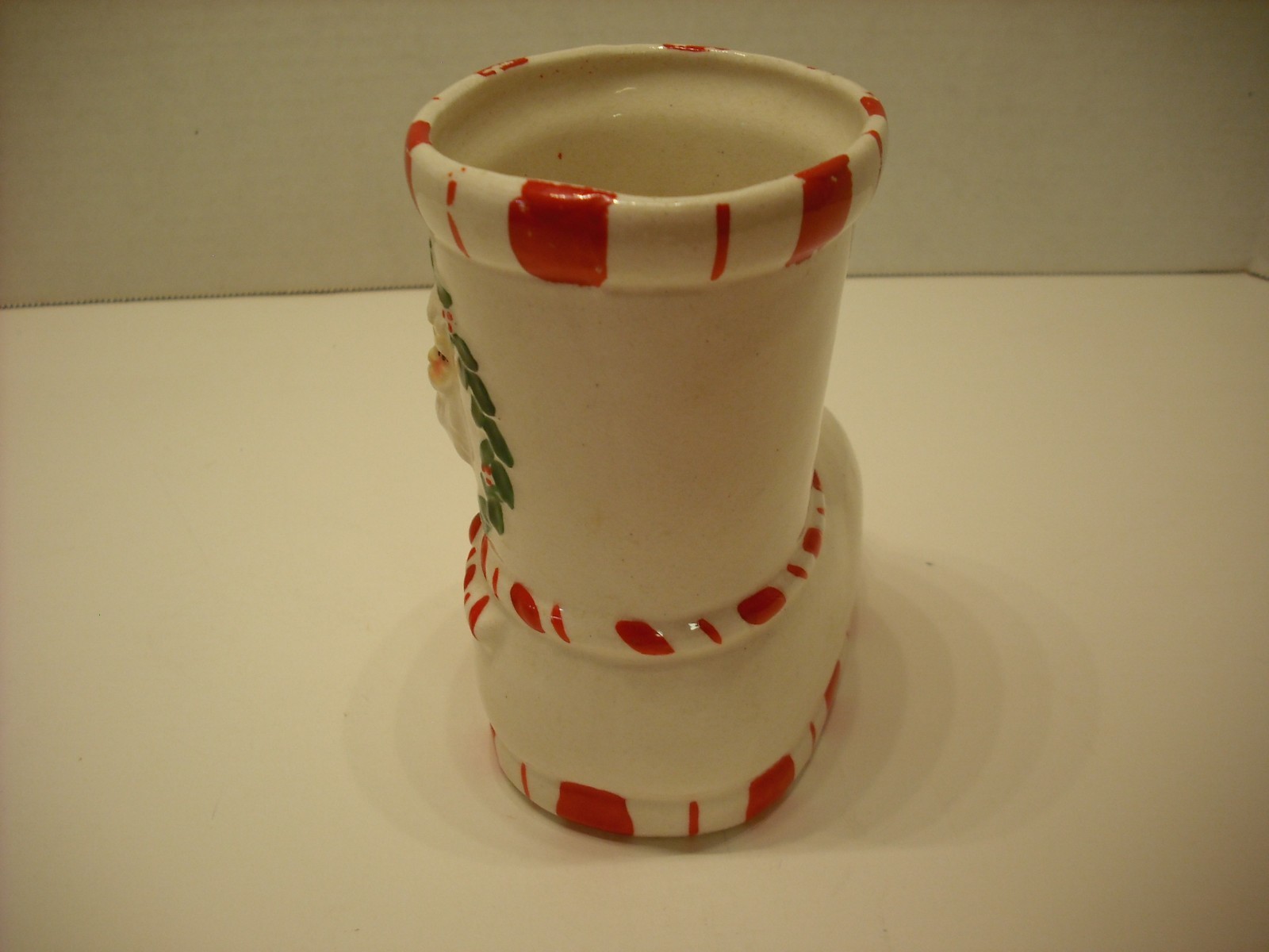 Vintage SANTA CLAUS Face Head Boot Christmas Planter Vase Candy Cane JAPAN