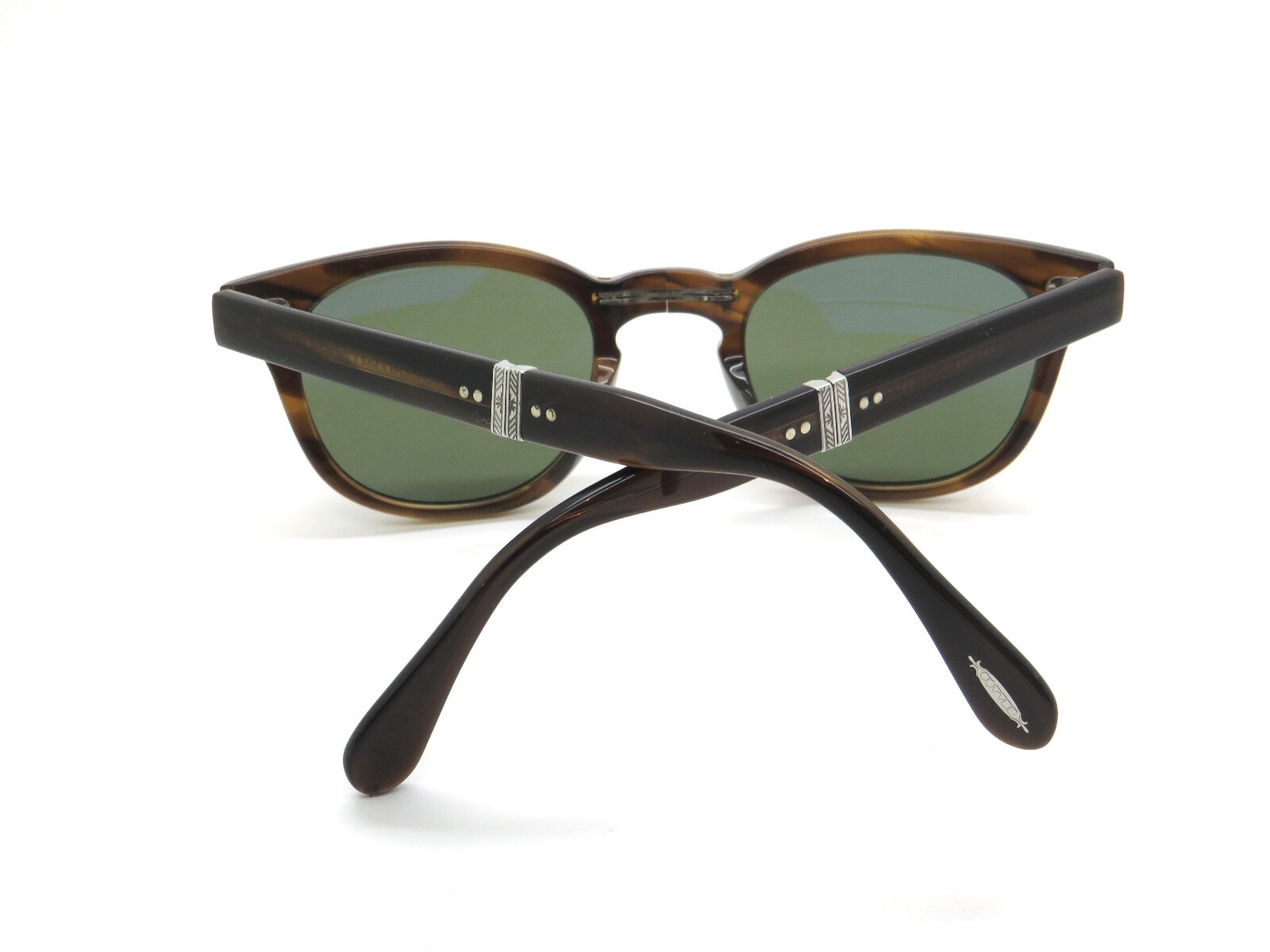 Pre-owned Oliver Peoples Sheldrake 1950 Ov5471su 167752 Bark/g-15 47mm Folding Sunglasses In Green