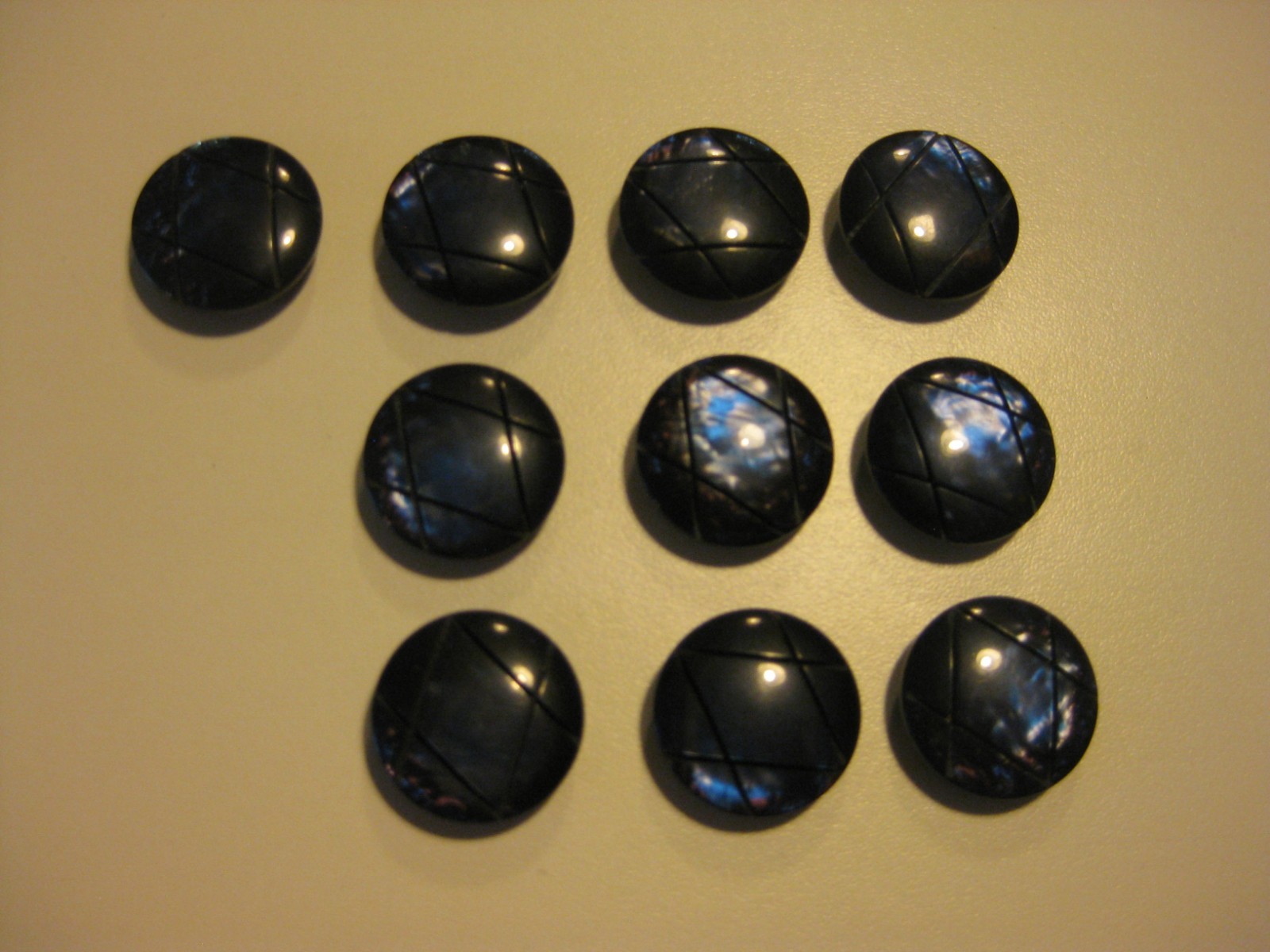Vintage Italy Iridescent Royal Blue Buttons Lot of 11 in Original Cylinder Tube