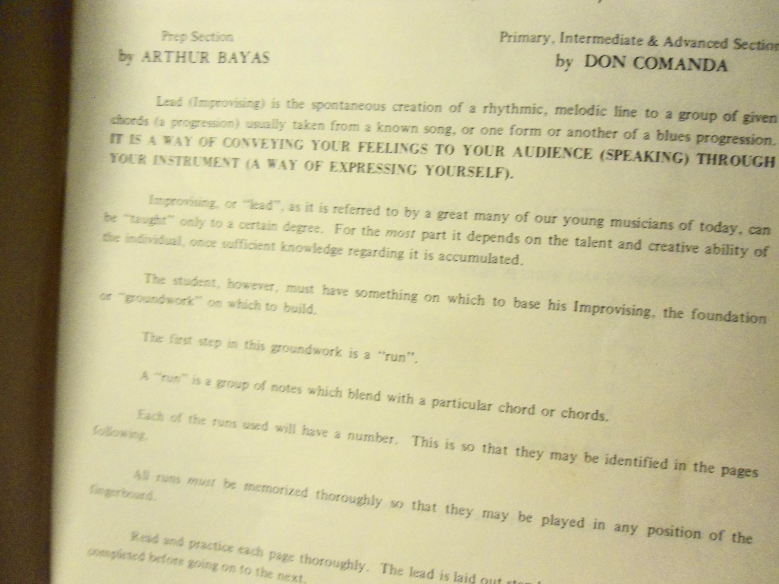 Lead For the Guitar Book Instructions and Runs for Blues Country Folk Rock 1973