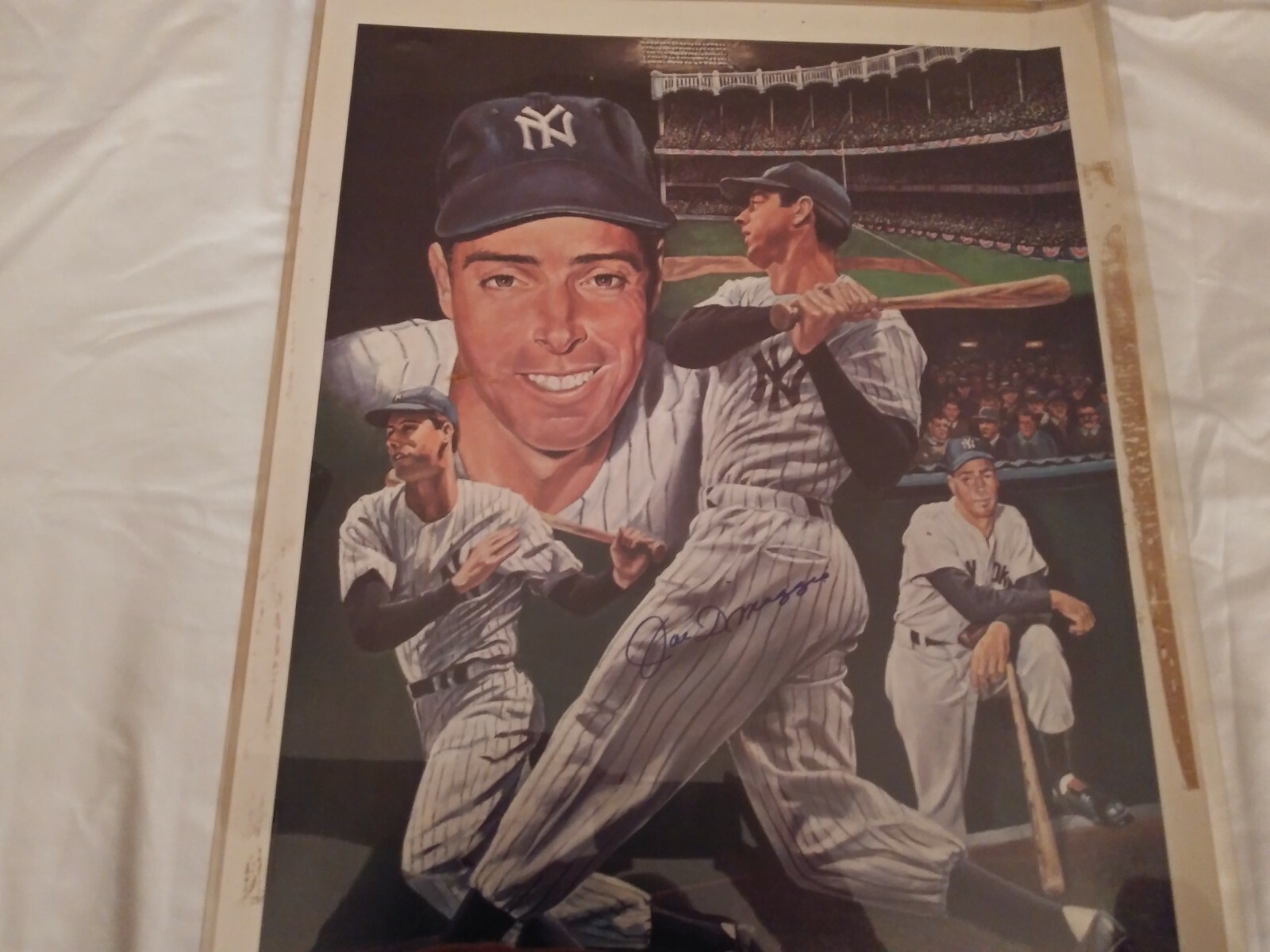 MLB 1995 NEW YORK YANKEES SIGNED JOE DIMAGGIO ANGELO MARINO LITHOGRAPH 24x20
