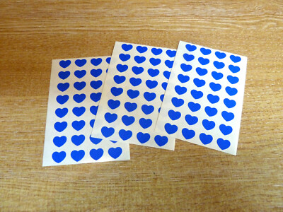 96 Small 10x8mm Heart Stickers, Self-Adhesive Coloured Hearts, Labels for Craft
