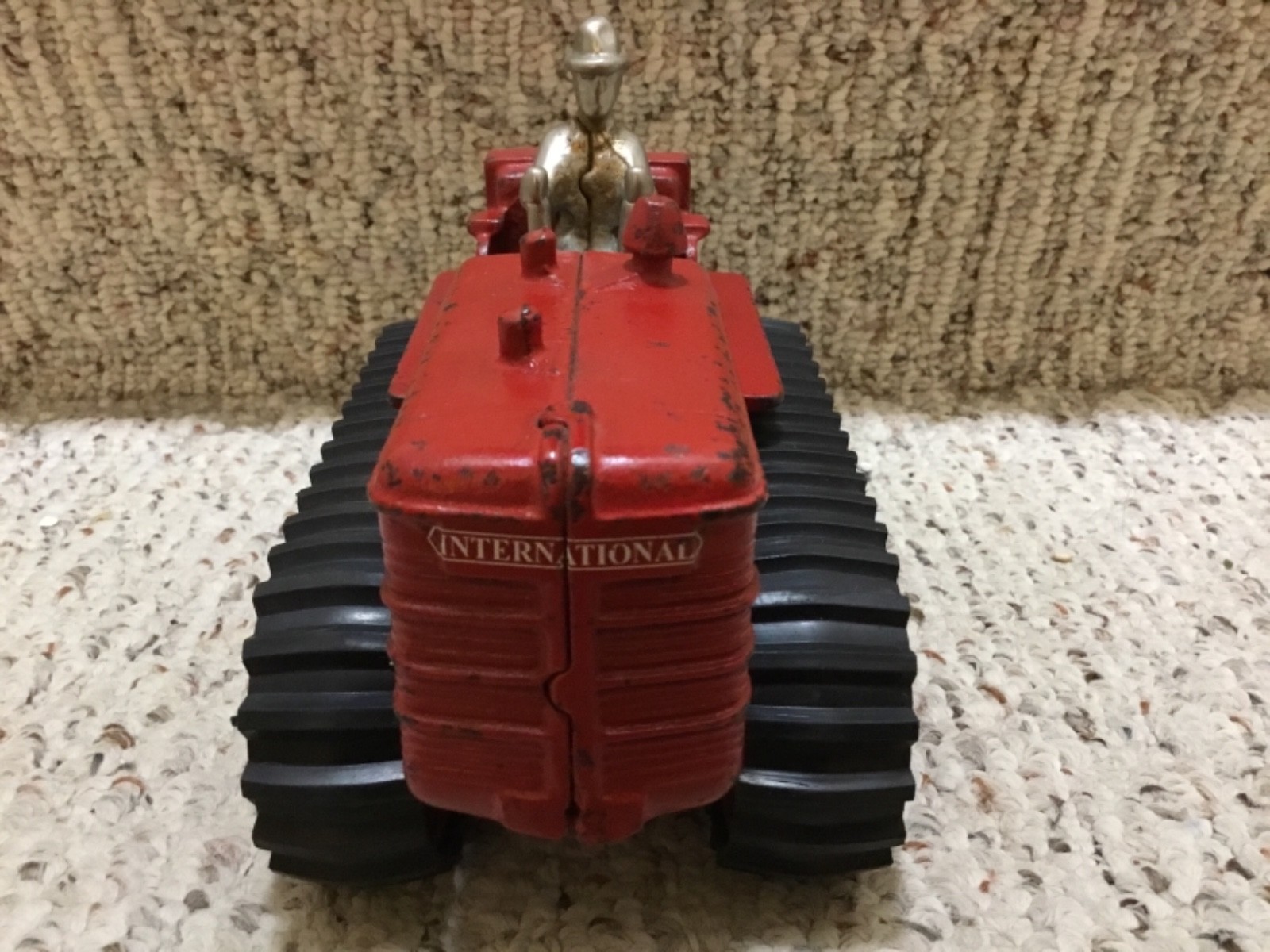 Vintage Arcade Cast Iron International Harvestor Crawler Toy with Nickel Man