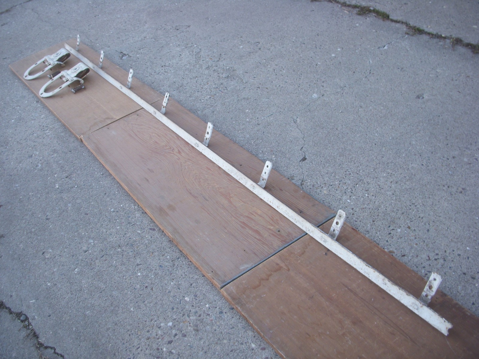 antique barn door rollers with 8' of track / antique chippy white door rollers