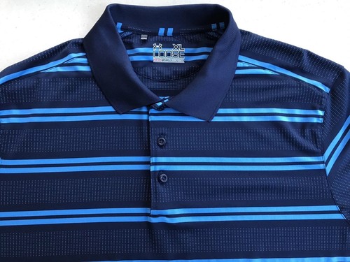 Under Armour Men’s Polo Shirt Sz XL Loose Heat Gear Golf Blue Striped