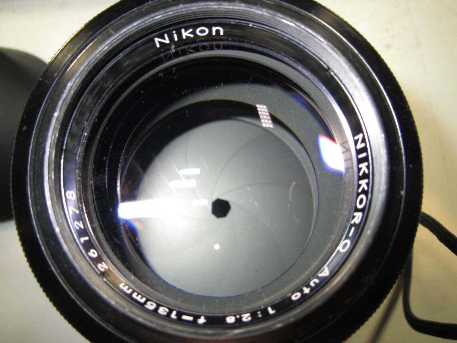 Nikon NikkorQ Auto 135mm f/2.8 NONAI mount lens with integrated hood