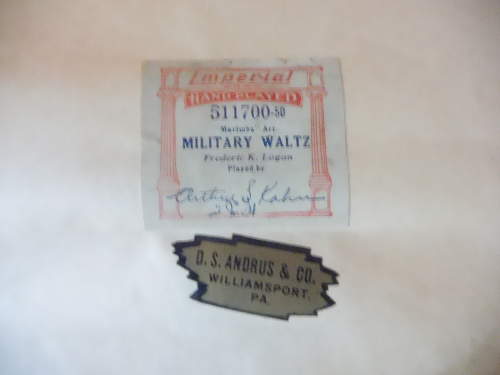 MILITARY WALTZ - IMPERIAL Player Piano Roll 511700 - R MARGIN HAS MINOR REPAIR