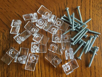 20 Ultra Clear Mirror Wall Mounting Clip Bracket 1/4'' or 1/8'' thick with screws