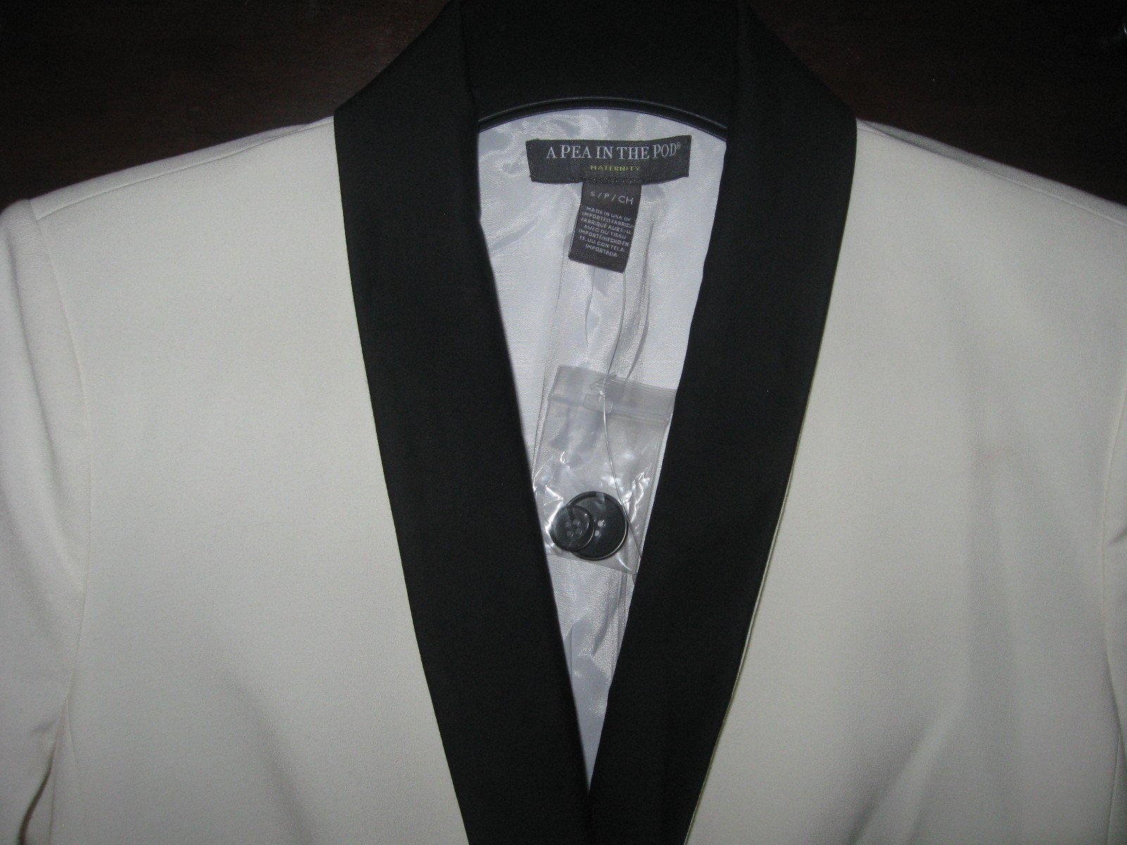 A Pea in The Pot  Women's Suit Jacket White/ Black Sz S