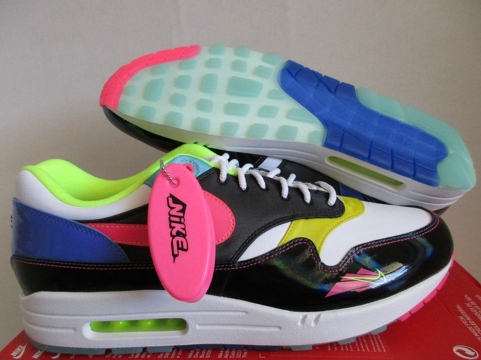 NIKE AIR MAX 1 BLACK-HYPER PINK-OPTI YELLOW 