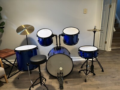 Gammon 5 piece adult drum set blue - New