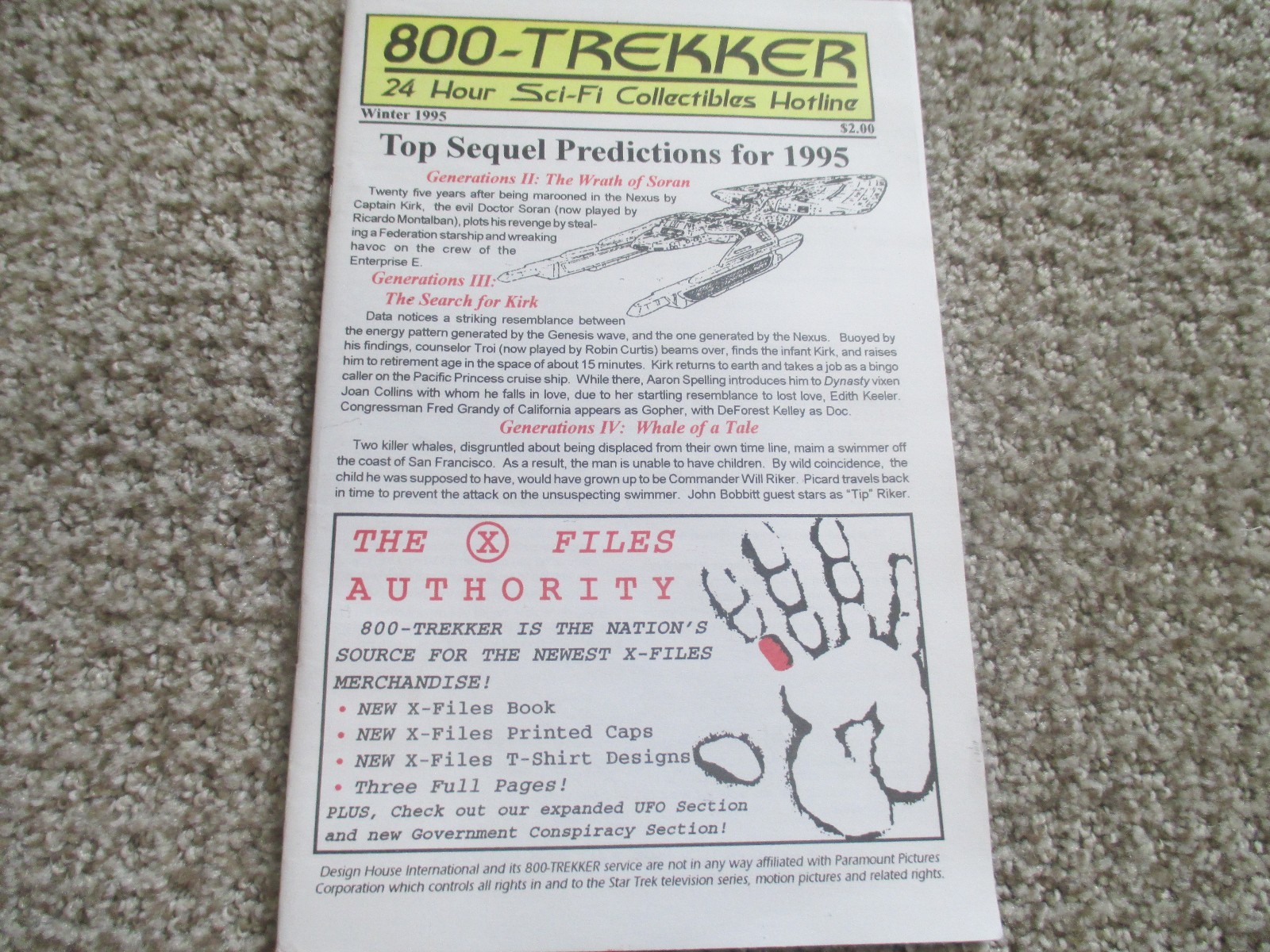 RARE (5) 800-TREKKER SCIENCE FICTION CATALOGS STAR TREK  3 LARGE 2 SMALL